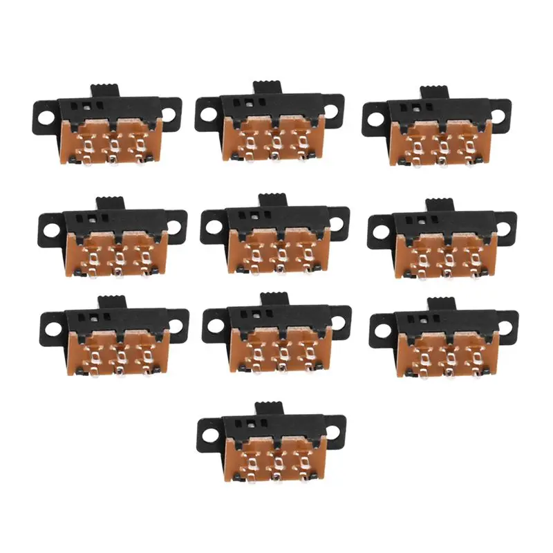 10 шт., высокий 6-контактный 3-позиционный переключатель DPDT, 0,5 А, 50 В постоянного тока