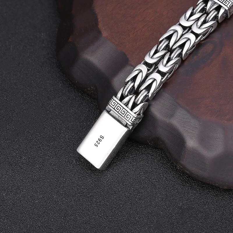 retro fashion men's six words mantra personality men's bracelet thick type woven wide version niello jewelry
