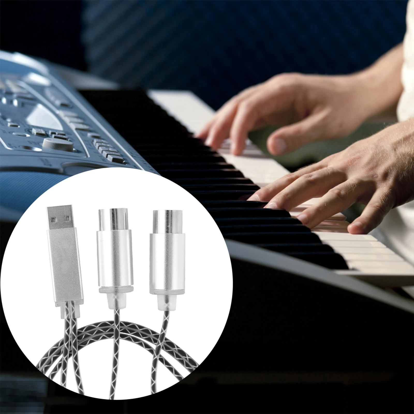 

Midi Cable Keyboard USB Interface Adapter Cord Music to IN-OUT Converter for Home