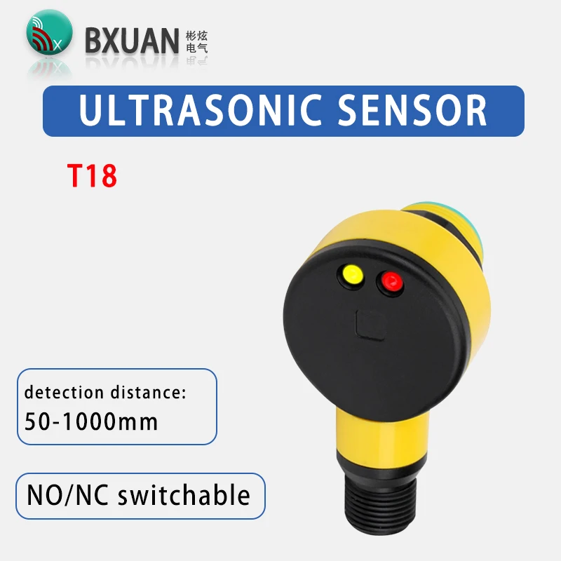 BXUAN Ultrasonic Distance Sensor T18 Series Detection Distance 500mm Analog 4-20mA/Switching NPN