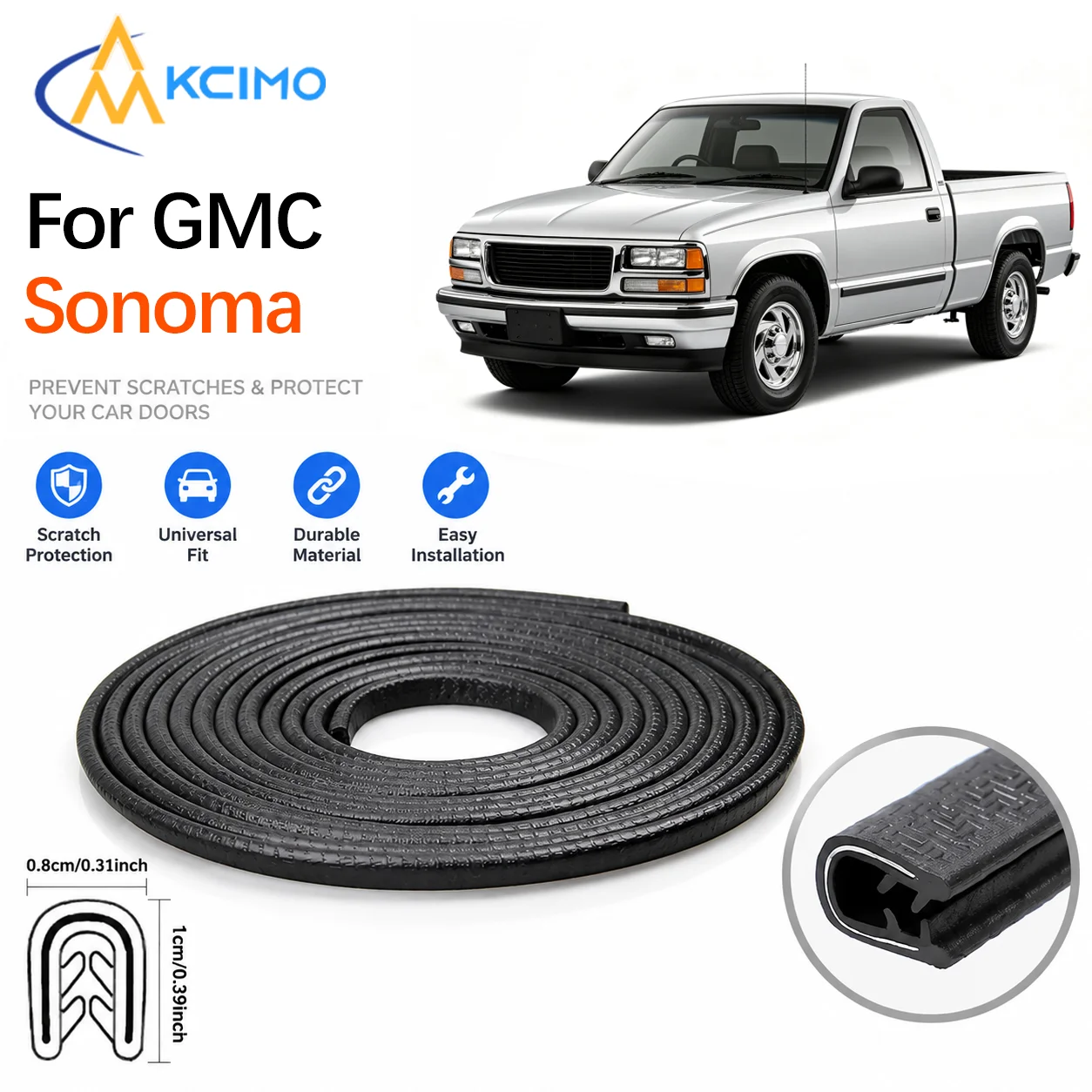 1Pc Car Door Edge Anti‑Collision Rubber Seal Strip For GMC Sonoma 1994-2004 Anti‑Scratch Door Edge Guards Accessories