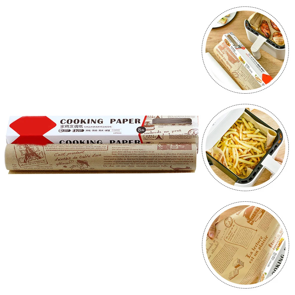 

1 Roll Baking Paper Pads Non-Stick Grease Proof Parchment Paper for Air Fryer Oven Bbq Fish Meat Vegetables Cooking Kitchen