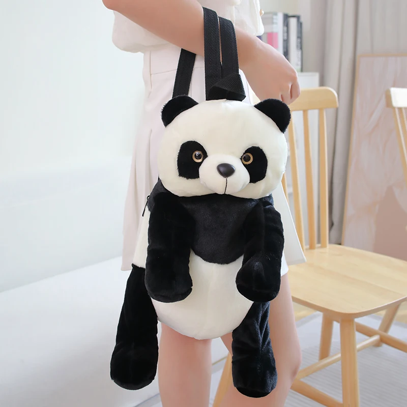 Nueva mochila de felpa de Panda, juguete de peluche de Panda bonito de dibujos animados, bolso de hombro de Animal relleno suave, regalos de cumpleaños