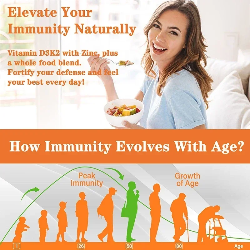 Vitamin D3 K2 Gummies - Strengthen Bones, Support Heart and Joint Health, Improve Immunity, Mood and Energy Levels