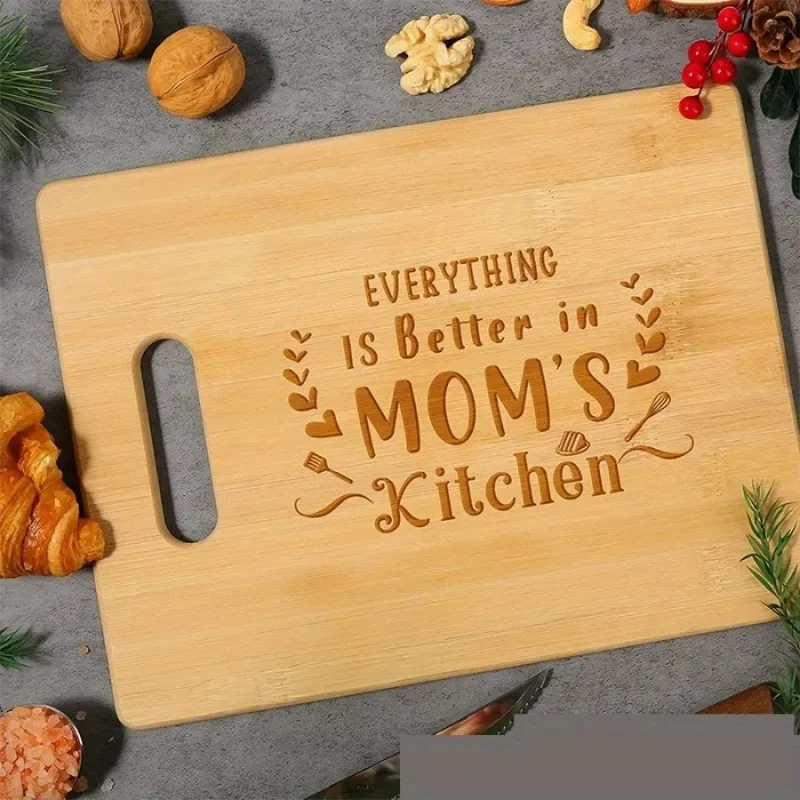 Solid Wood Cutting Board Laser Engraved Funny Design Kitchen Chopping Board Mother's Day Birthday Gift For Mom