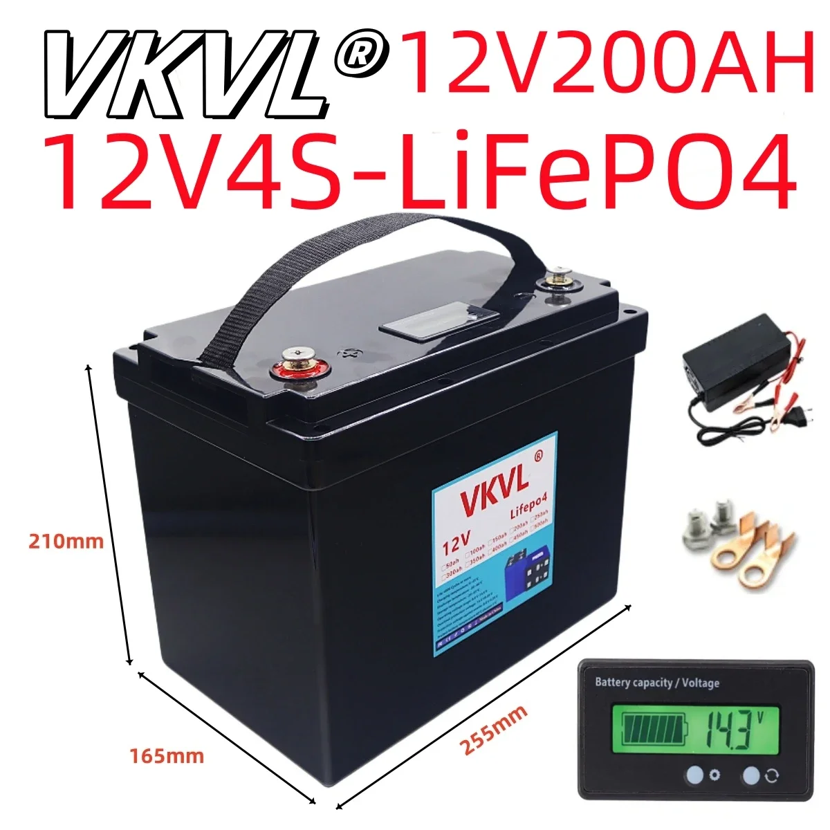 12V LiFePO4 battery200Ah300Ah built-in BMS lithium iron phosphate battery6000+golf cart solar cycle life