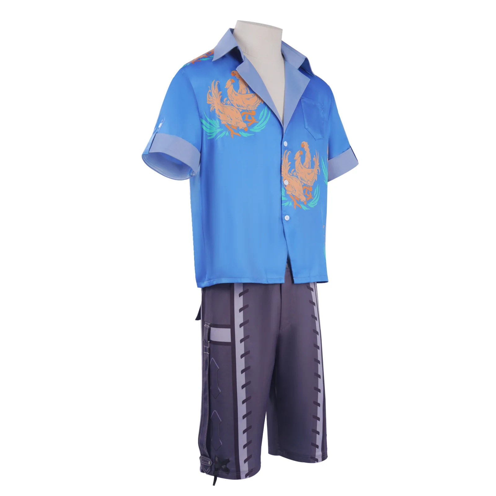Final Fantasy VII Cosplay para Homens, Jogo de Anime, Nuvem, Oceano, Terra, Pássaro, Praia, Camisa, Dia das Bruxas, Carnaval, Terno, Masculino, Ad