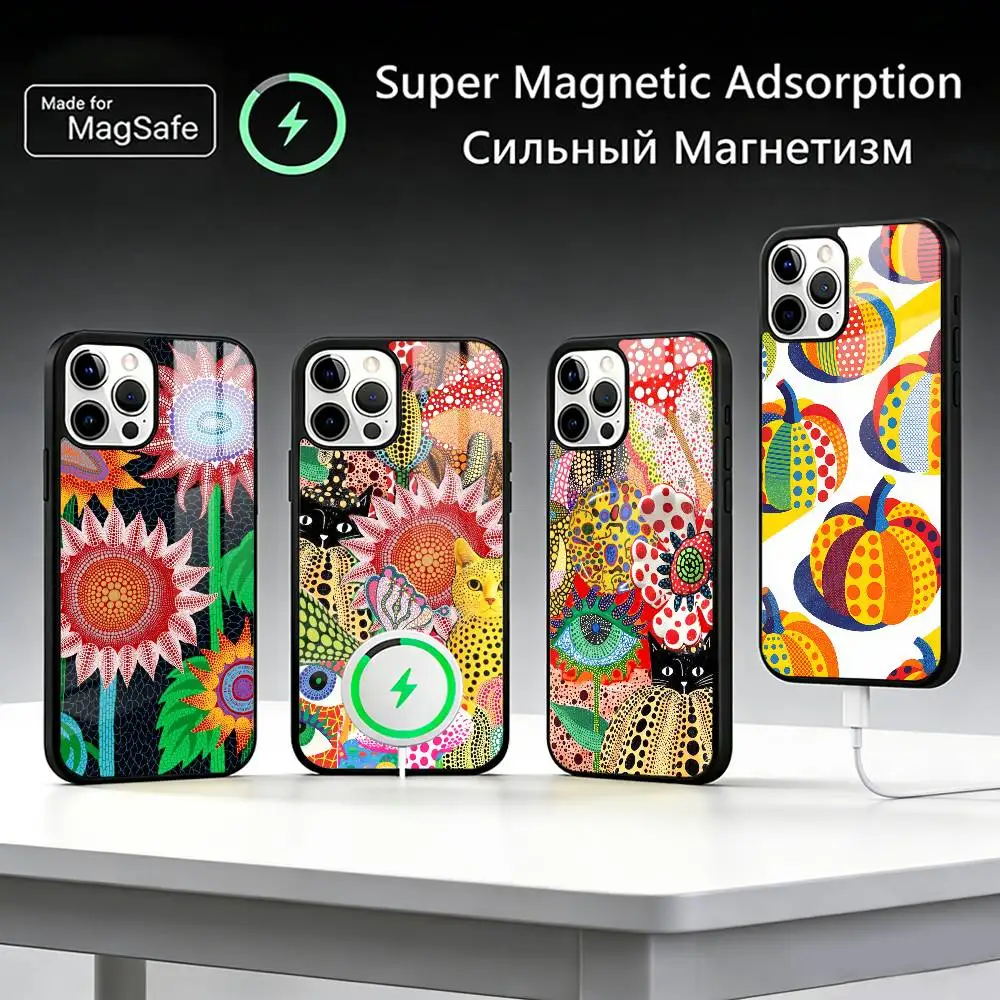 

Y-Yayoi Pumpkin Kusama Phone Case For IPhone17 16 15 14 13 12 11 Plus Pro Max Plus Wireless Charger Cover Funda