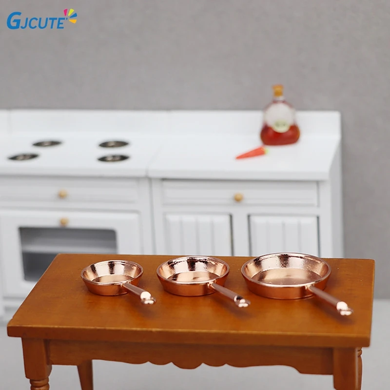 1Set 1:12 1:6 miniatur rumah boneka panci penggorengan Casserole alat masak logam dekorasi Model dapur mainan DIY rumah boneka memasak aksesoris