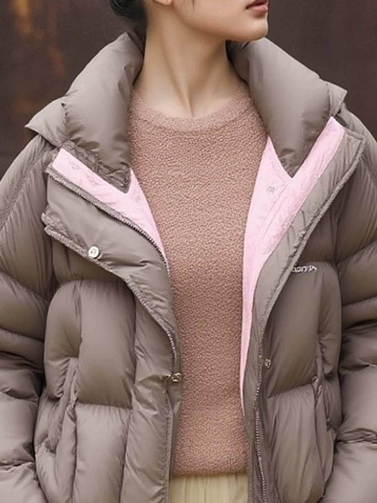 Sli ort Puffer Jaet Abrigo de invierno de burbujas de color caqui para mujer Ropa de abrigo para ir al trabajo Sle Versión coreana Ajuste regular