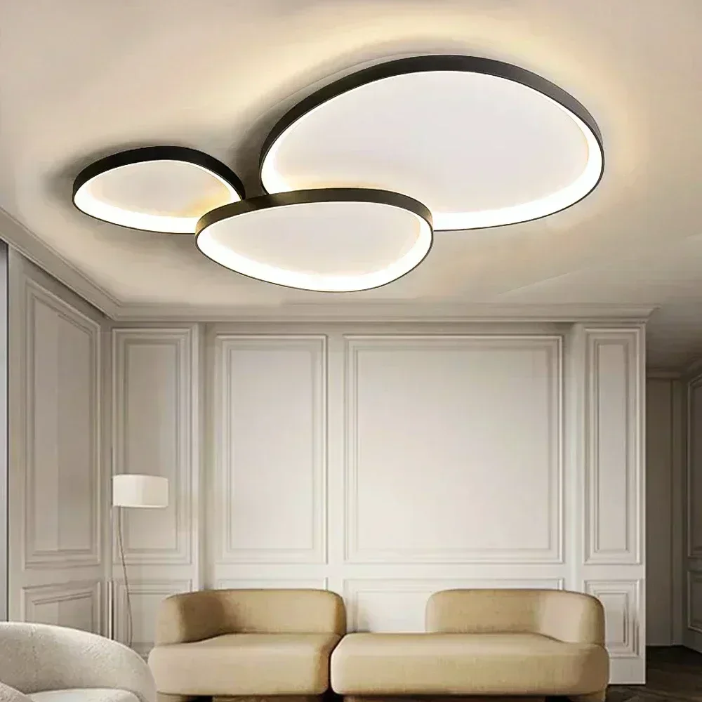 Modern Simplicity Style Small Round Stone Shaped Led Ceiling Lights Art Creative Lamp for Living Room Home Decoration Chandelier