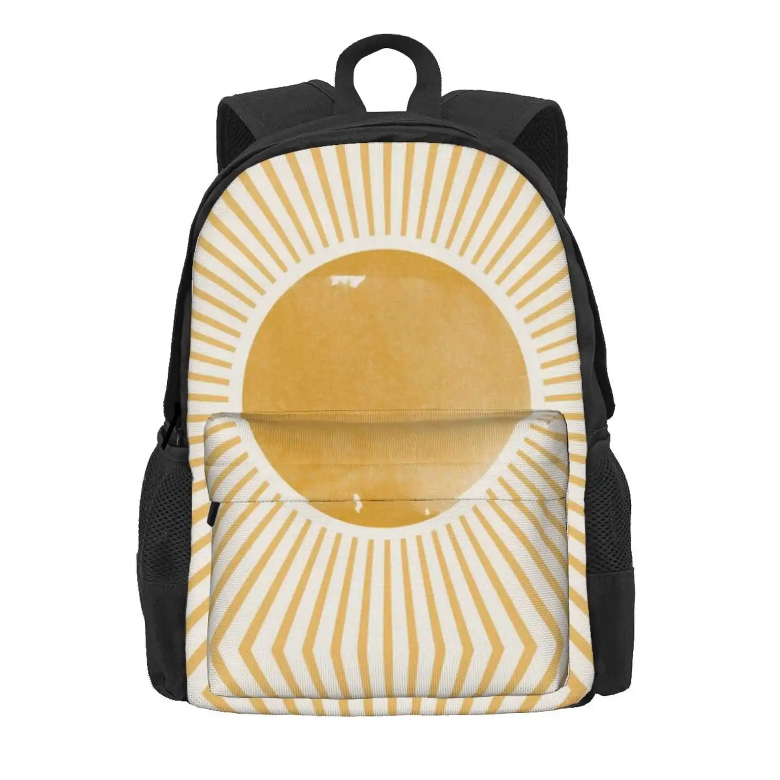 Retro Sun Mid Century Modern Hot Sale Schoolbag Backpack Fashion Bags Abstract Landscape Sunrise Sunburst Retro Vintage