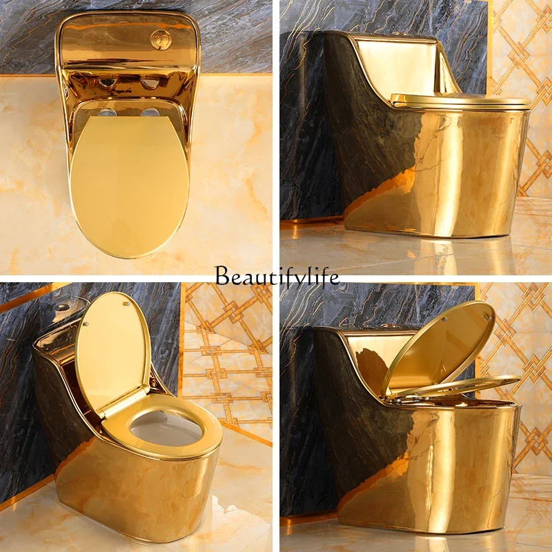 

yj19 French household flush golden toilet jet siphon toilet