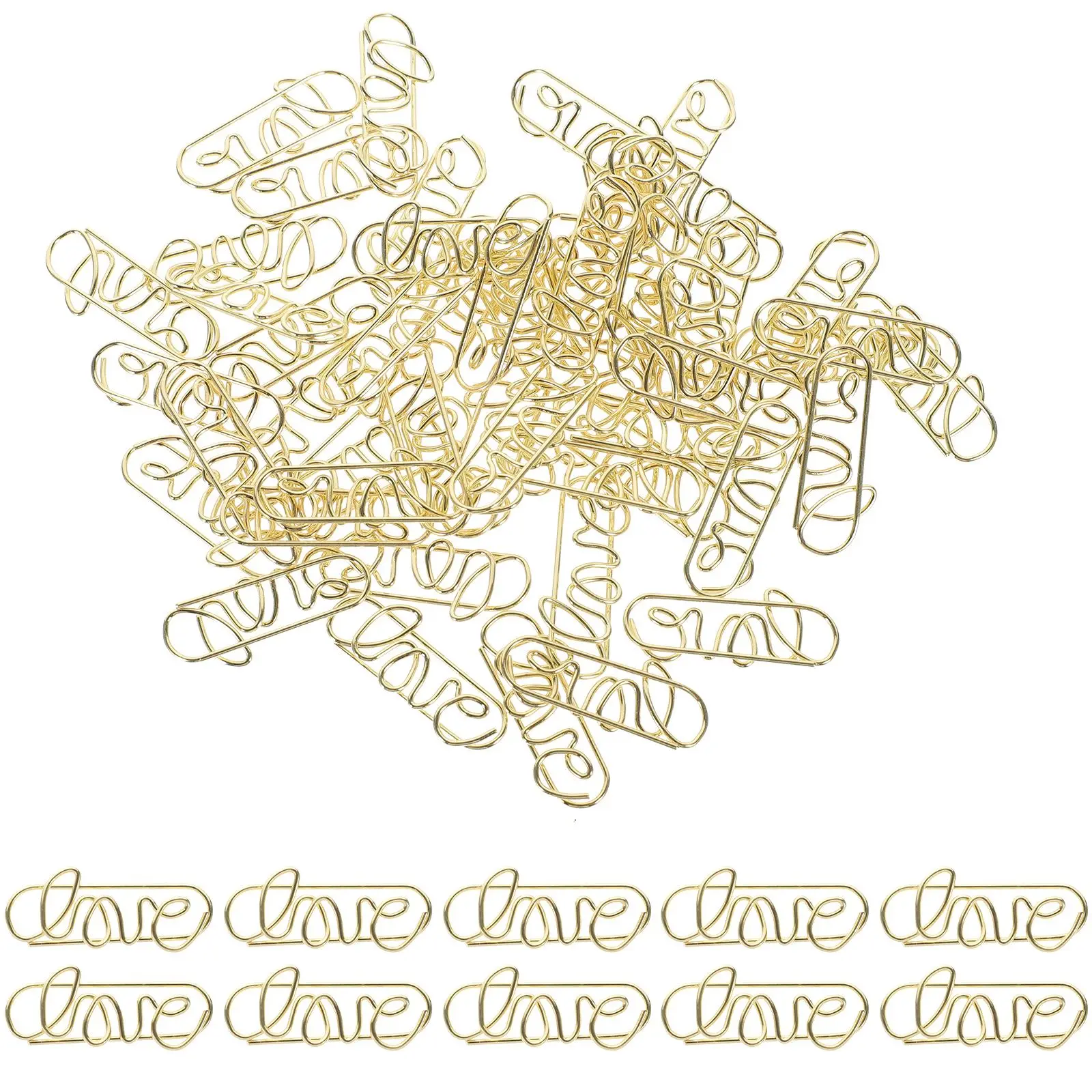 

50pcs Metal Paper Clips Mini Decorative Small Office Document Book Reading Rose Gold Sturdy Practical Storage