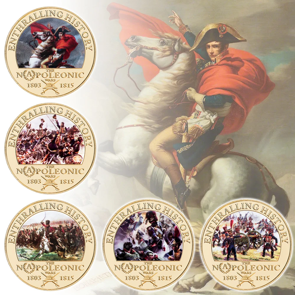 5 قطعة 1803-1815 الحروب نابليونية عملات تذكارية مجموعة نابليون تذكارية ميداليات التحدي العسكري الأوروبي عملة تحصيل هدية #1