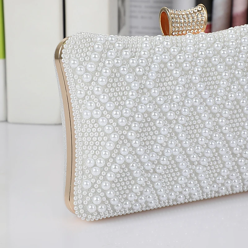 New Style Party Evening Bag Ladies Beaded Purse Elegant Women One Shoulder Crossbody Clutch Pearl Beaded Bag