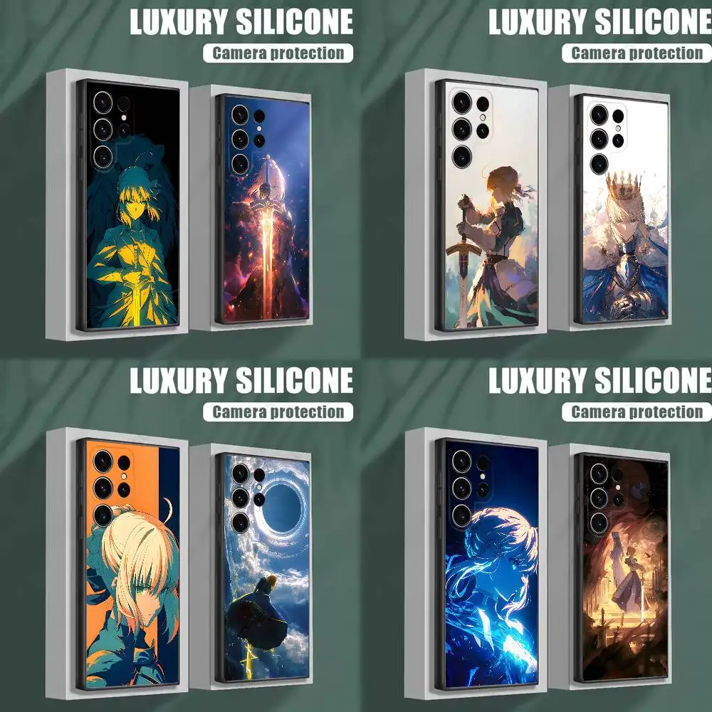 

S-Saber K-King Arthur Phone Case For Samsung S25,S24,S23,S22,S21,S20,S10,Ultra,Plus,Lite,FE,Soft Silicone Black Cover