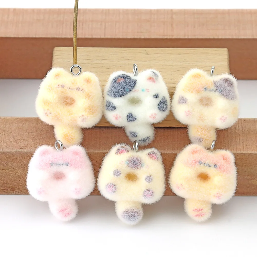 

10pcs Cute Creative Charms Resin Flocking Diy Siamese Cat Pendant For Wallet Keychain Necklace Bracelet Decorative Jewelry