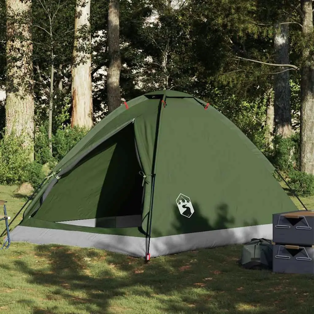 Waterproof Olive Green Dome Tent for 4-Person Camping - Durable & Easy Setup