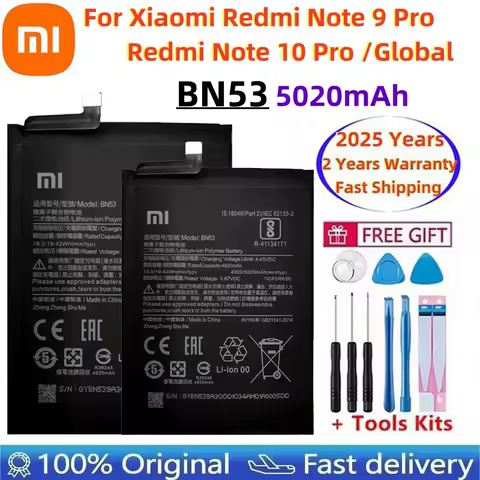 100% Original 5020mAh BN53 Battery For Xiaomi Redmi Note 10 Pro Global / Note 9 Pro Global Replacement Batteries Fast Shipping