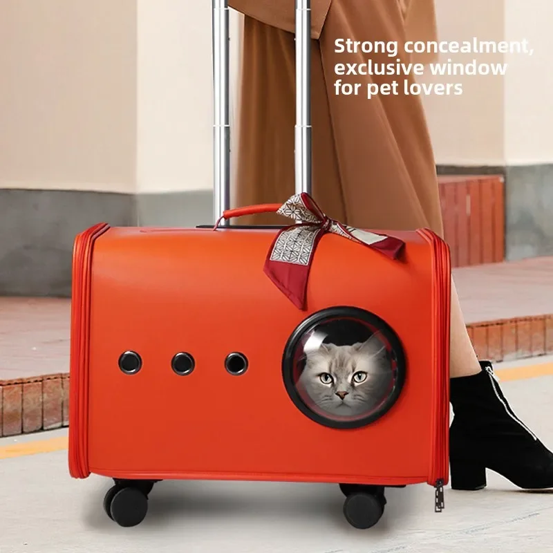 Go out portable pet trolley case high-end pet bag cat dog air suitcase