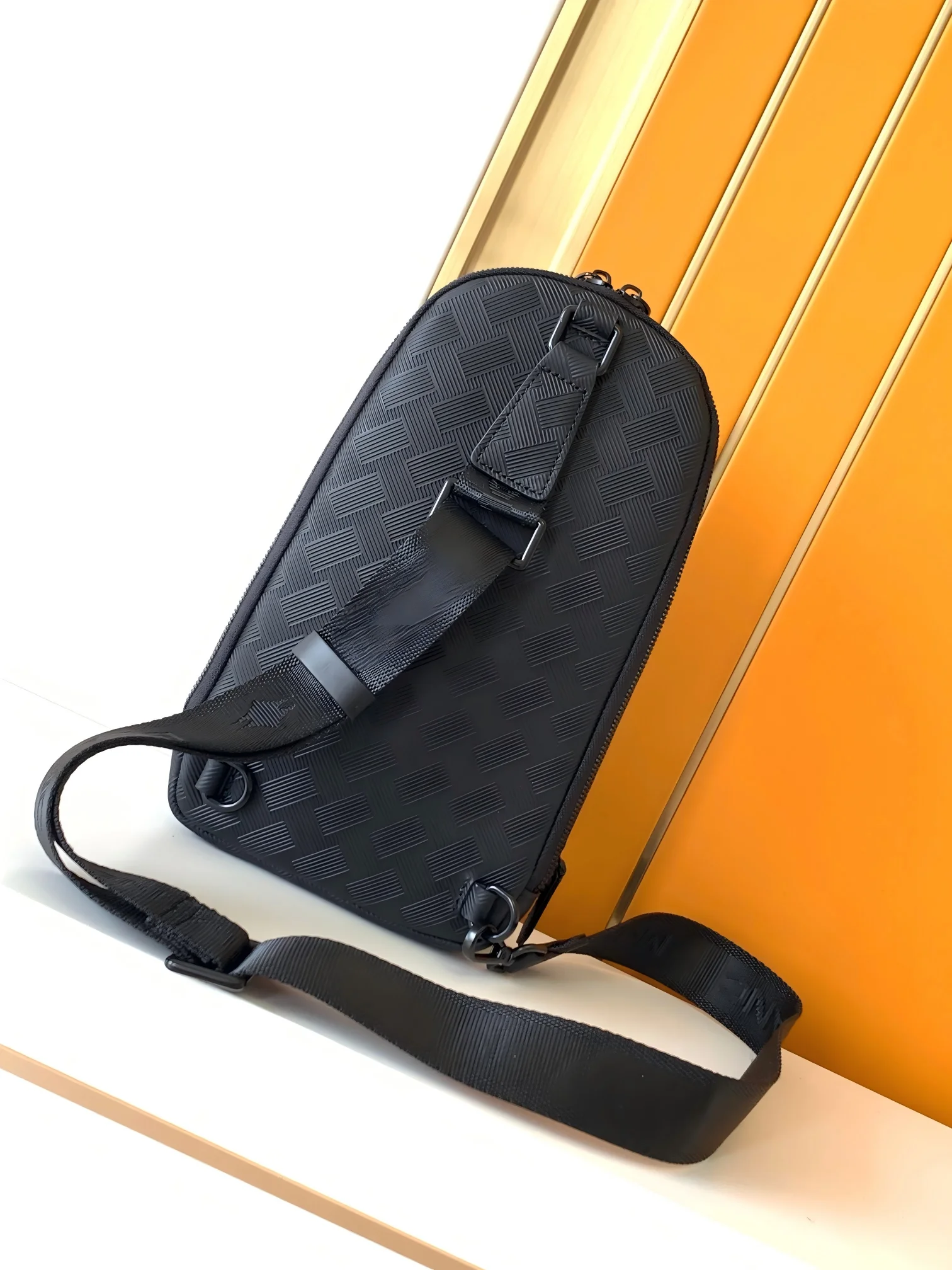 Bag Classic Pebbled Leather Chest Bag for Men, Durable Calfskin Sling Bag view 3