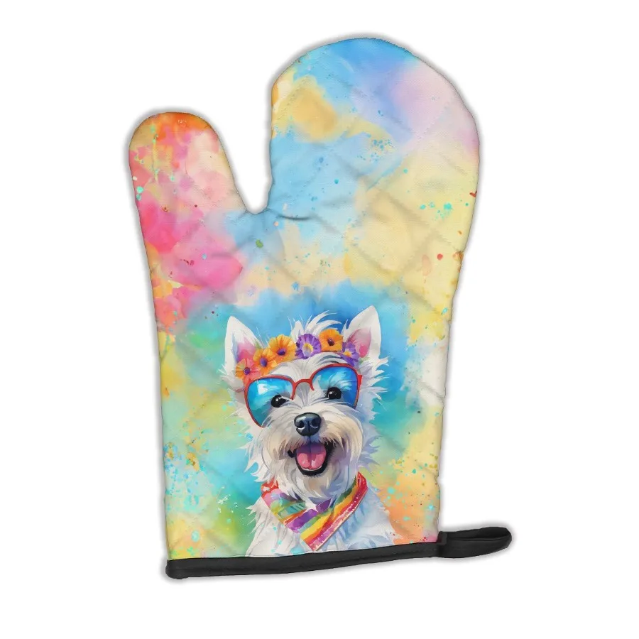 

Westie Hippie Dawg Oven Mitt Heat Resistant Thick Oven Mitt for Hot Pans and Oven Kitchen Mitt Protect Hands Cooking Baking Glo