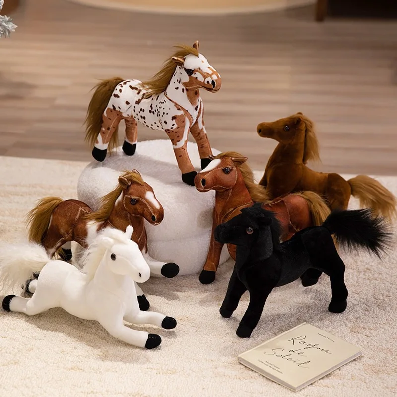 Handsome Imitation Horse Plush Toys Stuffed Pony Animal Doll Children Holiday Gift High-quality Sweat Blood Horse White Horse