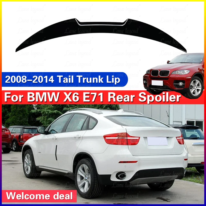 For BMW X6 E71 2008-2014 High Quality Tail Tailgate Splitter Lip Spoilers Rear Trunk Spoiler Wing ABS Tail Trunk Lip