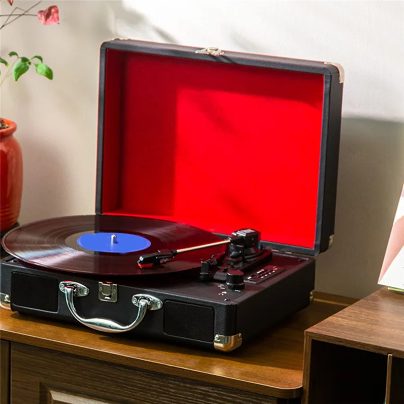 B44C Portable Vinyl Phonograph Player With USB Bluetooth Speaker PC Recording Functionality