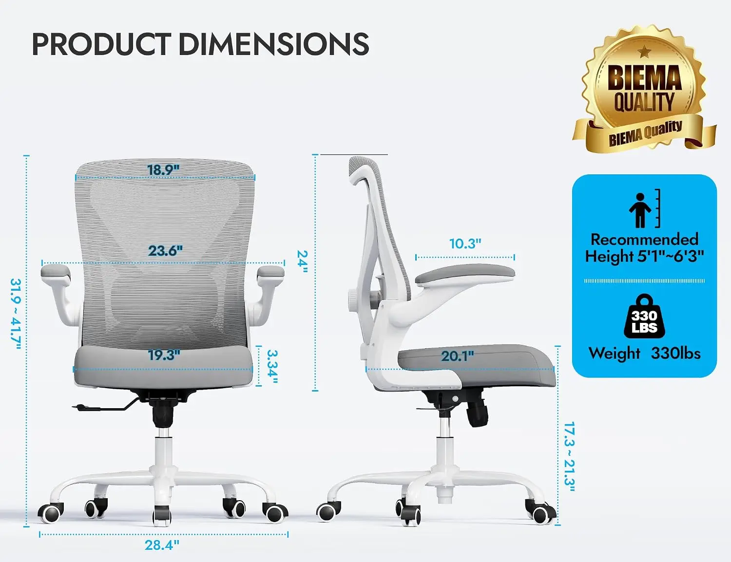 Office Chair: 330LBS Mesh Ergonomic Desk Chair Comfy with 3D Lumbar& Swivel | Computer Chair-Executive Task Work Chairs
