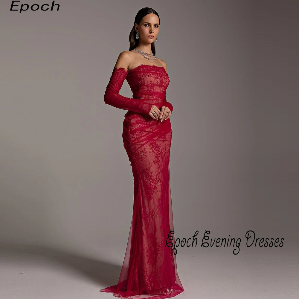 Vestido de noche de lujo Epoch, vestido de cóctel con corpiño sin tirantes de encaje hasta el suelo elegante para mujer sexy