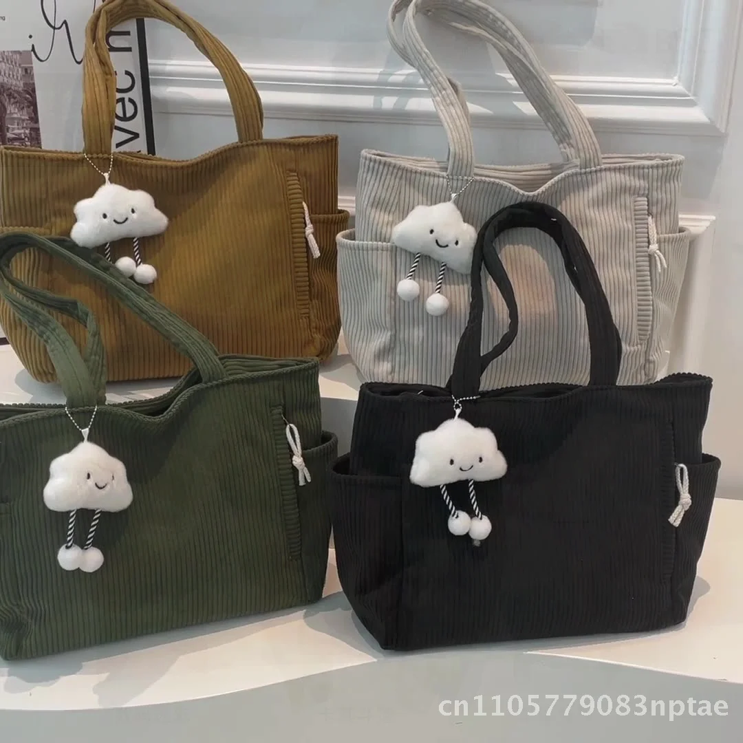 

Korean-Style Large Capacity Women's Tote Bag Urban Minimalist Corduroy Shoulder Commuter Bag Fashionable Shopping Underarm Bag