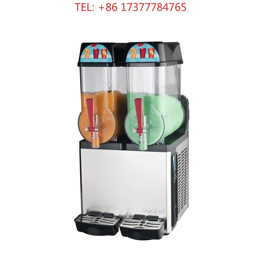 

Commercial Industrial 12Lx2 Slush Machine Juicer Two Tanks Frozen Drink Ice Cream Powder Snow Dispenser Low Noise