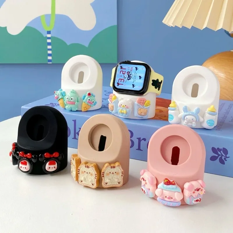 Kawaii Sanrio Cinnamoroll Silicone Charger Stand for Iwatch 8/7/6/se/5/4/3/2 Charging Case Anime Dock Station Desktop Decoration