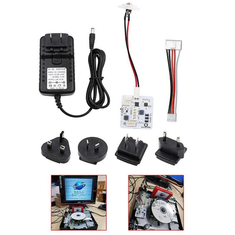 NEW 12V Power Supply Replacement Kit For Sega Saturn Console SaturnPSU Rev 2.1 Power Strip Power Cord