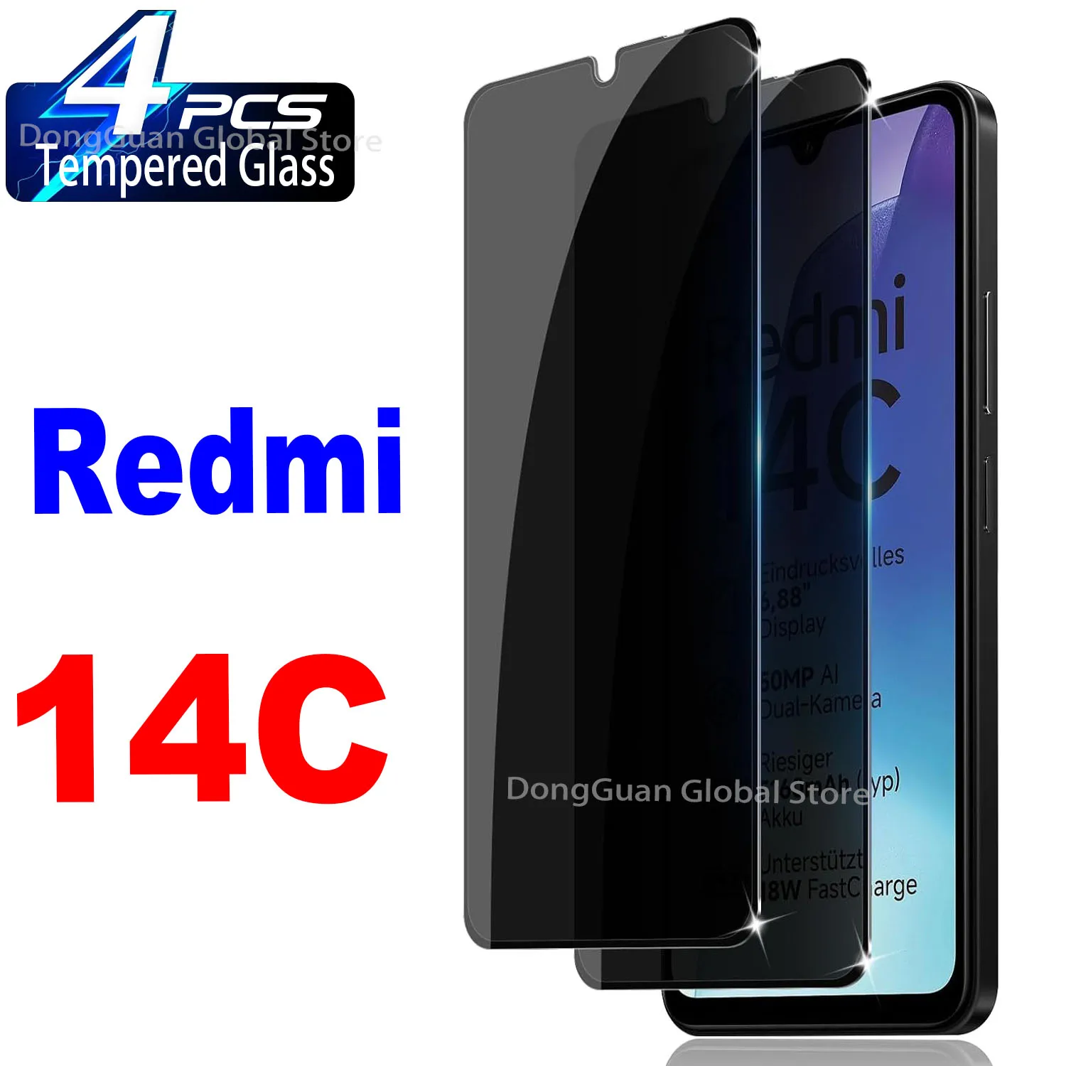 

For Xiaomi Redmi 14C Anti Spy Tempered Glass Protector Privacy Screen Glass Film