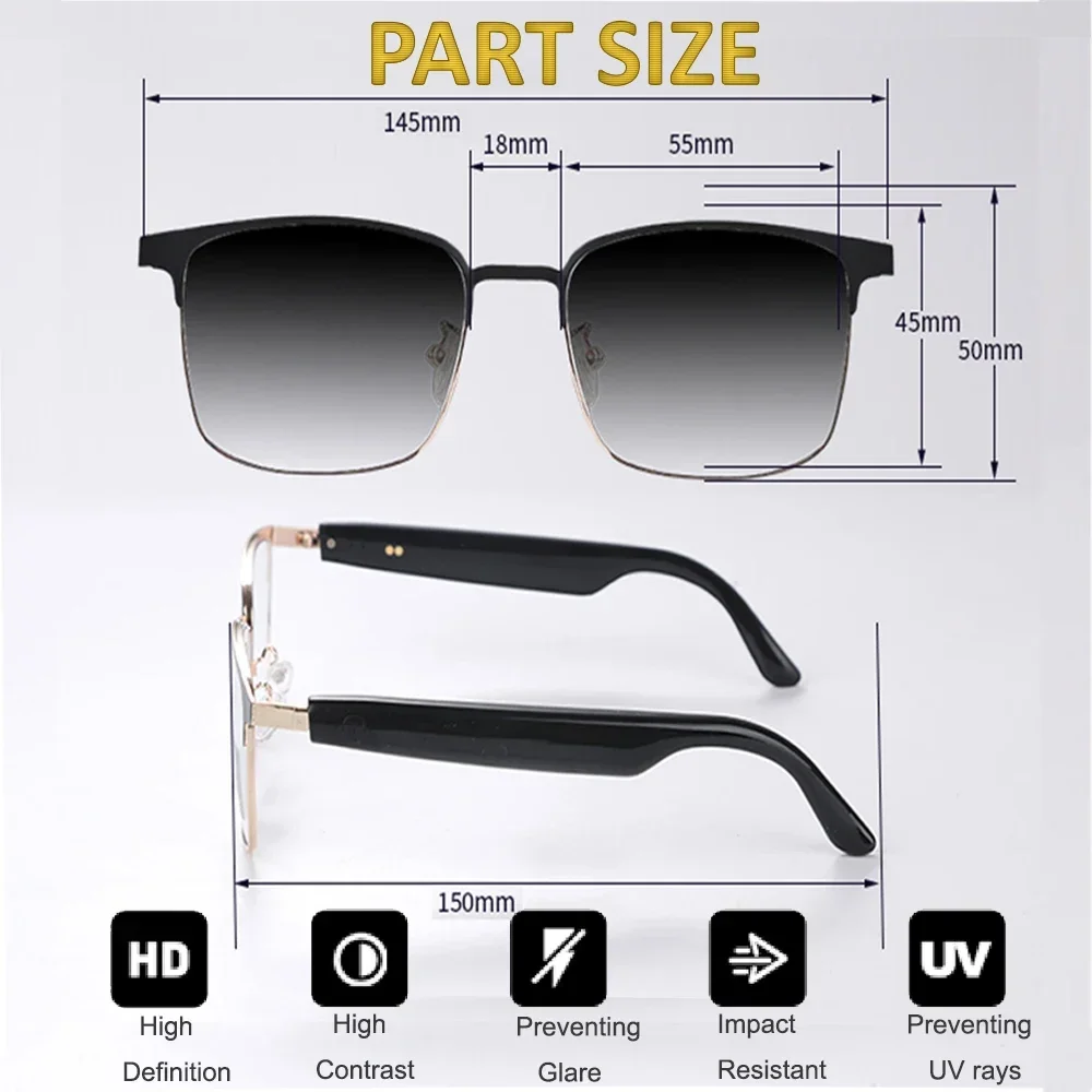

Smart Glasses Metal Bluetooth Eyeglasses Christmas Gift Music Sunglasses Anti Blue Light Photochromic Lens Eyewear for Women Men