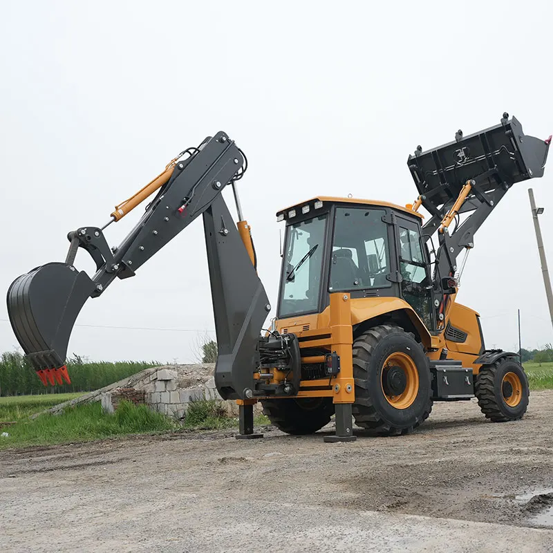 Customized Heavy Duty 4WD Backhoe Loader With 100HP Diesel Engine And Reinforced 1.0m3 Bucket For Construction And Road Building