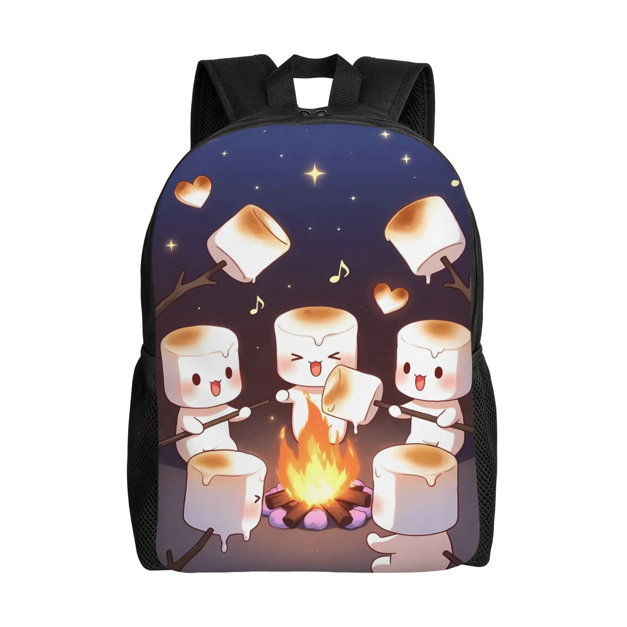Fun Marshmallow Cartoon  Backpack  Girl Polyester Trekking Backpacks Pattern Modern High School Bags Rucksack