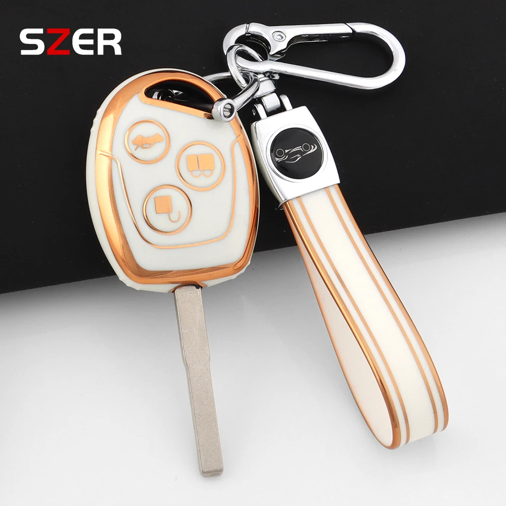 

3-кнопочный золотой чехол из ТПУ с дистанционным управлением, защитный чехол для ключа автомобиля, брелок для Ford Mondeo Fusion Focus 2 Fiesta Galaxy C-Max S-Max