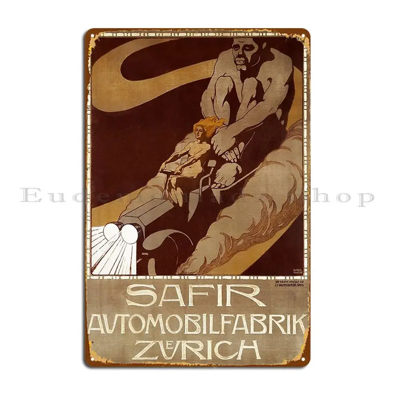 Safir Automobilfabrik Zurich 1907 Automobile Factory Switzerland Metal Plaque Poster Club Cinema Design Printing Tin Sign Poster