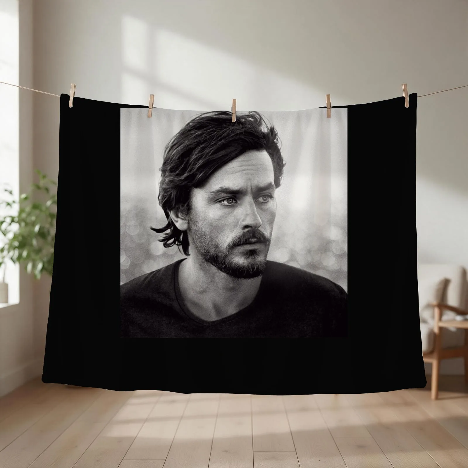 Alain Delon with beard Classic . Throw Blanket couch cozy soft plush fuzzy picnic outdoor blanket