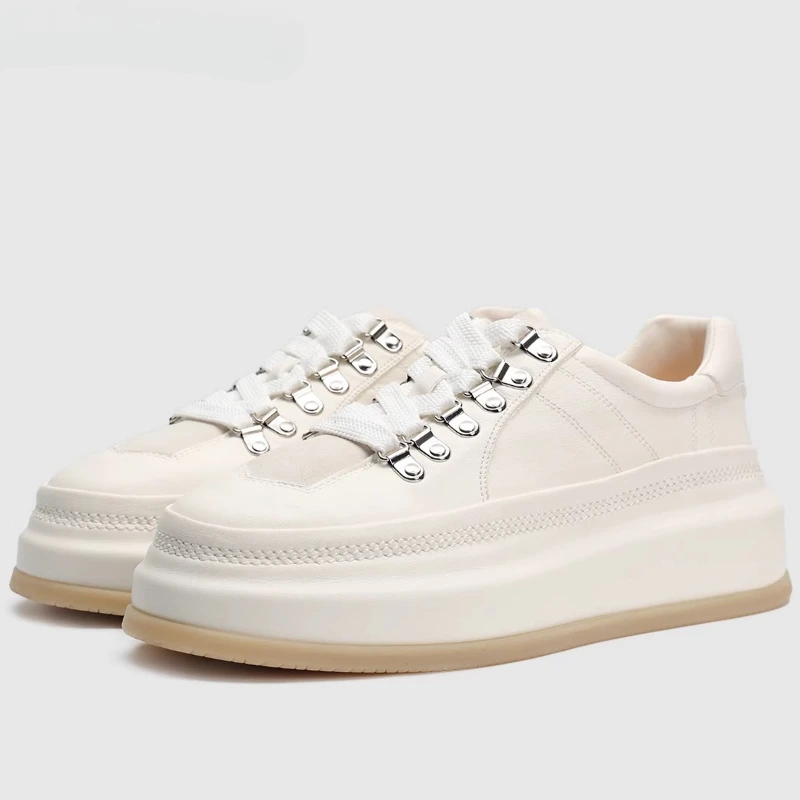 

High Quality Horsehide Hand-sewn White Derby Shoes for Men's England Designer Casual Board Shoes Retro Horse Leather Dress Shoes