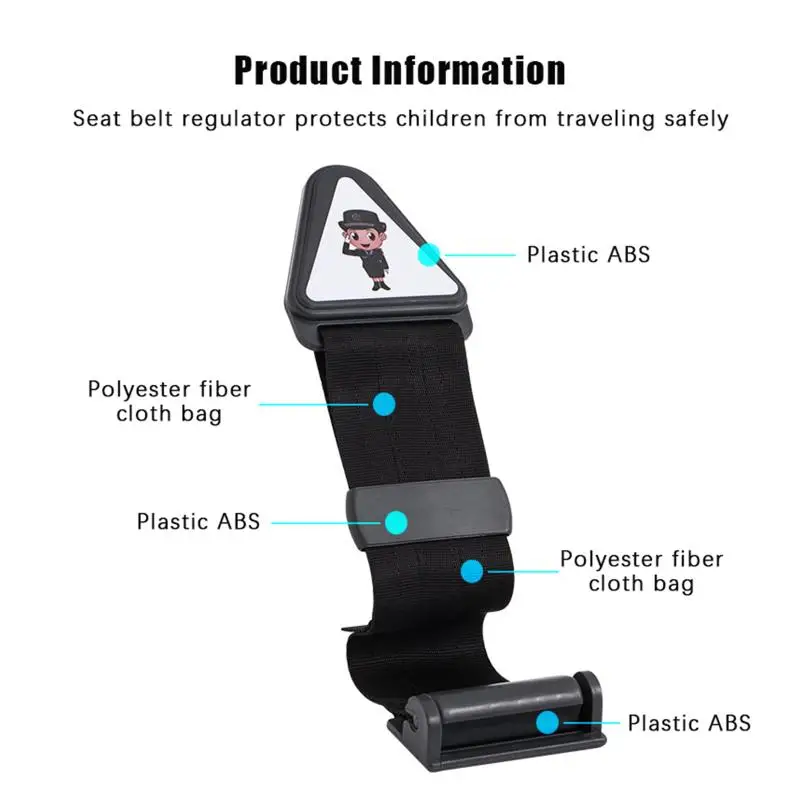 

Adjustable 5-Point Children's Car Seat Belt Harness Polyester Safety Restraint with Neck Support Anti-Snag Design