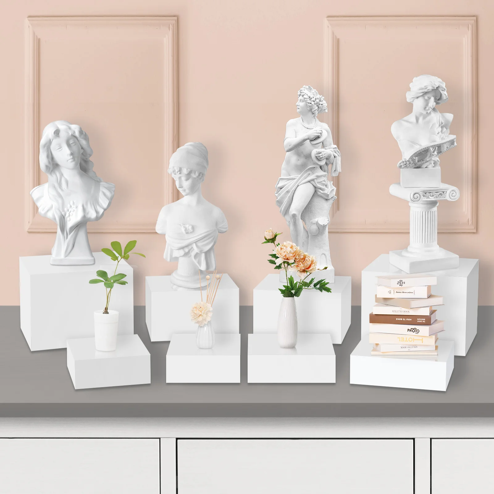 

Buffet Risers with Mini Signs Cake Stands Food Risers Table Dessert Display Stand for Party, Wedding, Birthday, Baby Shower