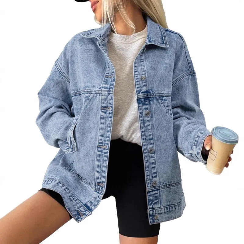 

2026 fashion Denim jacket women's loose coat Spring Autumn vintage Do-old big-pocket Multicolor jean outerwear lady casual tops