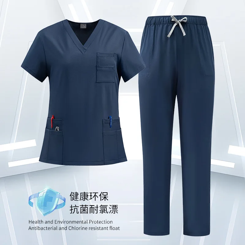 新しい手術室icuクリニック医師看護師ユニフォームスプリットvネックオーバーオール手洗い服マットセット