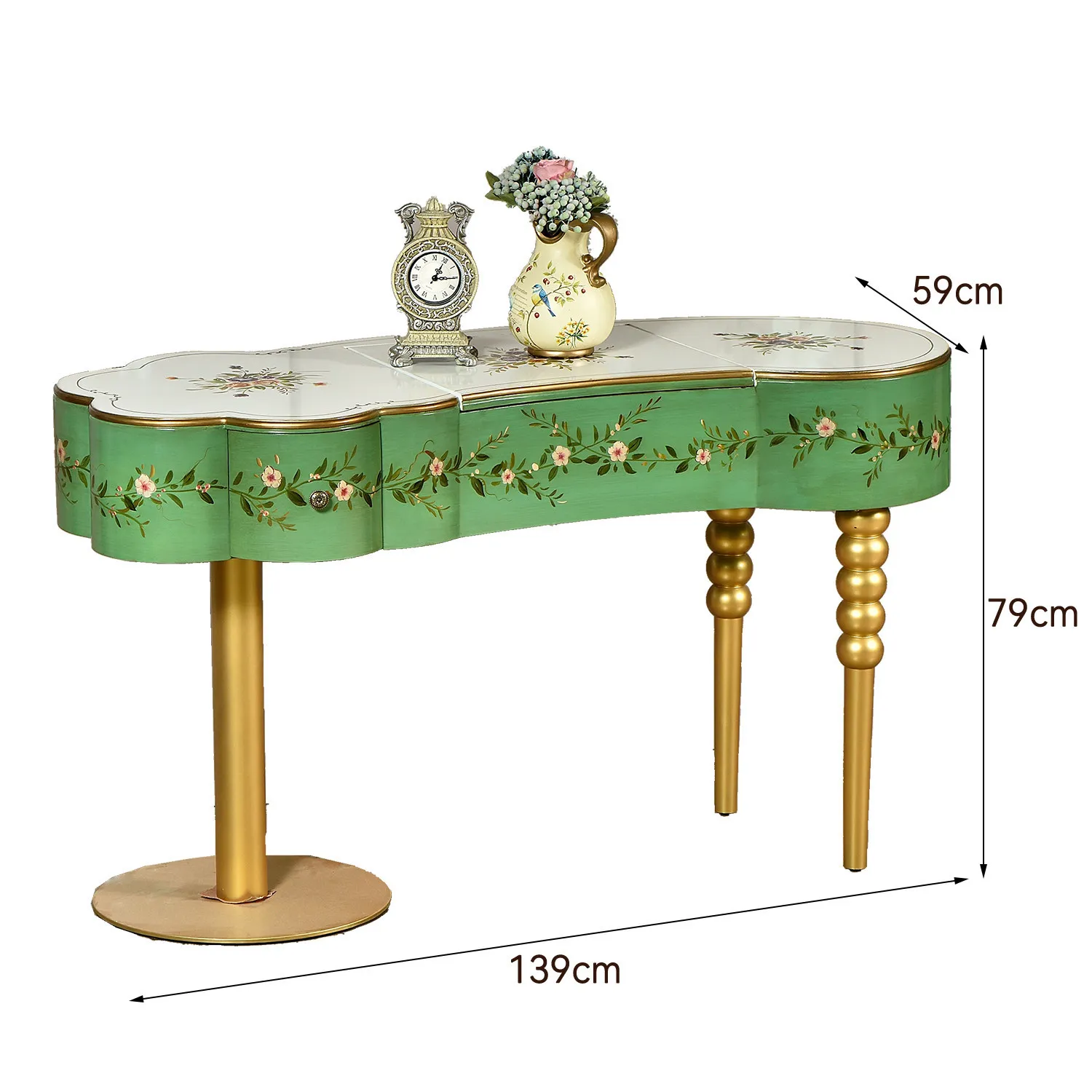 CX retro painted flip dresser small apartment solid wood storage makeup table
