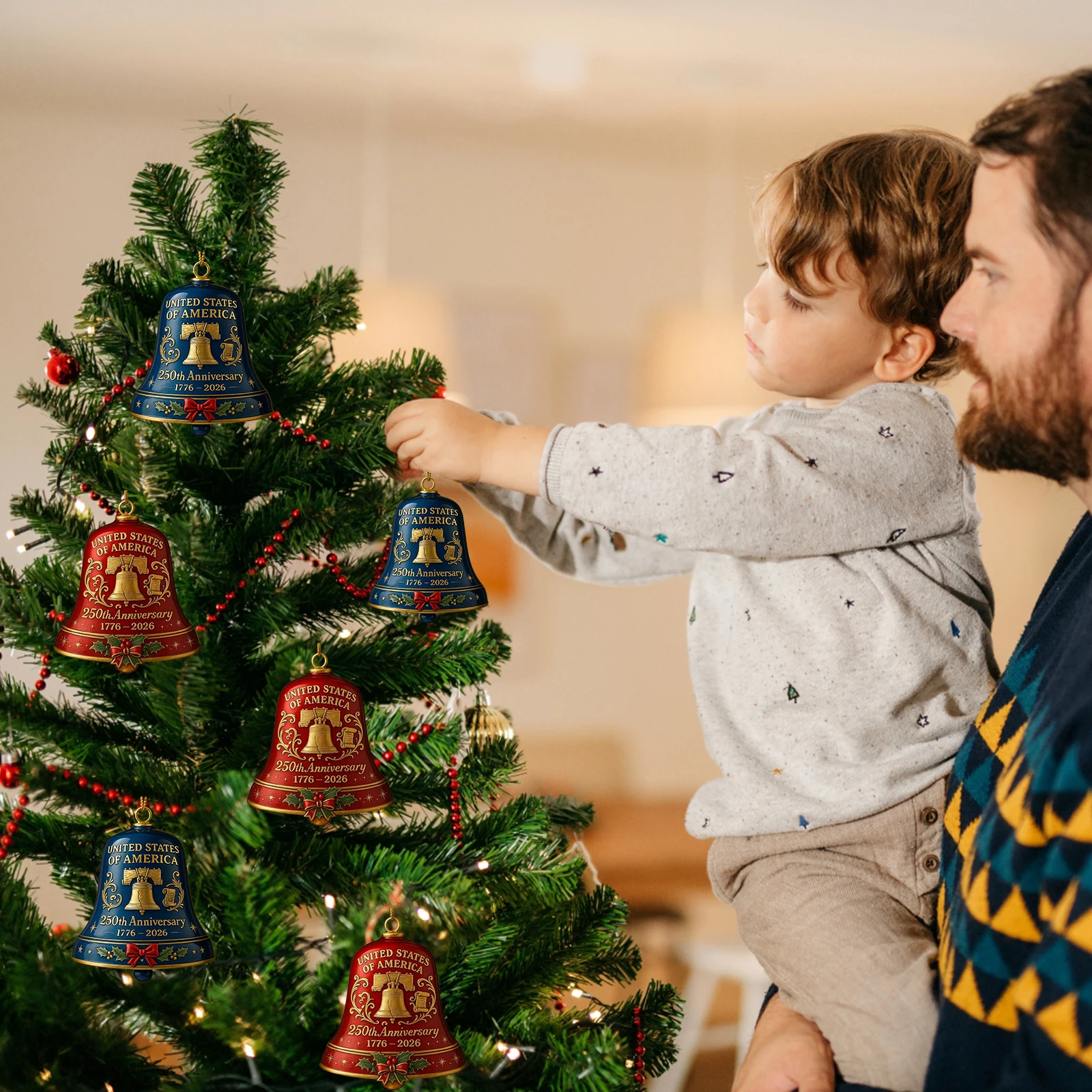 

3D Commemorative Bell Multi-Purpose Hanging Bell Decor Wear Resist Elegant Crafted Doorbell for Christmas Tree Decorations